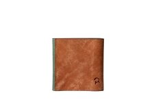 本革製三つ折り財布(ショルダーベルト付き)(ブラウン×グリーン)/ イタリア製 本革 革 財布 三つ折り財布 高級 おしゃれ サイフ さいふ メンズ レディース ブラウン 茶色 ラフトレザーズ 