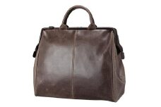 白化合皮ダレスボストン　豊岡製かばん　LEGULEG　52005（チョコ）