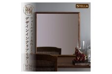 【SENNOKI】Stellaステラ ウォールナットW540×D35×H540mm(4kg)木枠正方形デザインインテリアミラー【2406M05027】