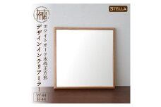 【SENNOKI】Stellaステラ ホワイトオークW440×D35×H440mm(3kg)木枠正方形デザインインテリアミラー【2406M05028】