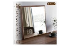 【SENNOKI】Stellaステラ ウォールナットW620×D35×H620mm(6kg)木枠正方形デザインインテリアミラー【2408M05035】