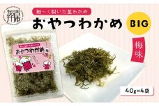 おやつわかめ梅味BIG 160g(40g×4)《 海藻 わかめ ワカメ おやつ おやつわかめ おつまみ 珍味 茎わかめ ビックサイズ 》【2401D03404】