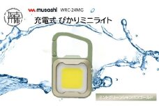 musashi WRC-24MG 充電式 ぴかりミニライト[ミントグリーンシャンパンゴールド]《 充電式 LED スーパーフラッシュライト ライト 防水 アウトドア 防犯 災害 》【2400O10832_01】