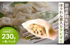 国産素材のほうれん草入りラビオリ(230g×4)《 ほうれん草 ラビオリ 生パスタ おかず 副菜 もちもち 一口サイズ 》【2400I15937】