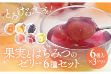 国産フルーツとはちみつが織りなす完熟果実の味わい♪『果実とはちみつのゼリー6種セット』(6個×3箱)