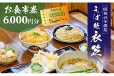 【お食事券6000円分】自家製麺と赤穂塩が決め手！母娘で営む昭和49年創業の老舗「そば処 衣笠」