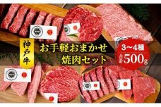 神戸牛 お手軽おまかせ 焼肉セット 500g 牛 牛肉 お肉 肉 和牛 黒毛和牛 焼肉 焼き肉 セット キャンプ BBQ アウトドア 【 赤穂市 】