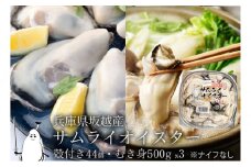 牡蠣 生食 坂越かき むき身 500g×3、 殻付き 44個【ナイフなし】サムライオイスター かき 生牡蠣 兵庫県 赤穂市
