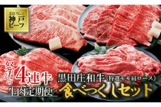 【冷蔵・年4回お届け定期便】特選 黒田庄和牛食べつくしセット（特選モモ、肩ロース、サーロインステーキ合計4,090g）（200-1 ）神戸牛 神戸ビーフ 定期便 黒田庄和牛 黒毛和牛 高級黒毛和牛 但馬牛 黒田庄 ごちそう 満足 プレミアム 高級 焼き肉 焼肉 すき焼き しゃぶしゃぶ BBQ ステーキ 贅沢