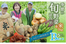 【旬の野菜(5品目)＆米２kgセットＢ】農産物直売所「北はりま旬菜館」からお届け！（10-20）