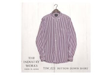 36-2　播州織メンズシャツ「THE INDUSTRY WORKS」（1着）【TIW_021（パープル×ホワイト）】Sサイズ