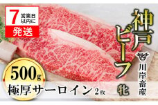 期間限定品【神戸牛 牝】【7営業日以内発送】極厚サーロインステーキ:２枚 約500g 川岸畜産 (40-9)