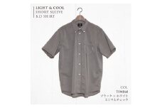 33-13　播州織メンズシャツ「THE INDUSTRY WORKS」（半袖・1着）【TIW_060（ブラック×ホワイト）】Lサイズ