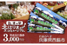 兵庫県西脇市【道の駅・特産品引換券】3,000円分　北はりまエコミュージアム（10-42）