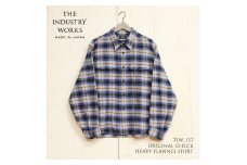 播州織ヘビーフランネルメンズシャツ「THE INDUSTRY WORKS」（1着）【TIW_117（ブルーチェック）】Mサイズ（59-19）
