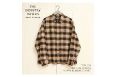 播州織ヘビーフランネルメンズシャツ「THE INDUSTRY WORKS」（1着）【TIW_118（ブラウンチェック）】Lサイズ（59-19）