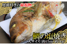 【尾頭付きの縁起物】 活塩焼き鯛（大サイズ） 1匹（約45㎝・約1kg） （26-14）