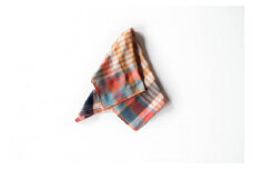 播州織ハンカチ　Handkerchief（09-24）　Multi Check ( Sunset )