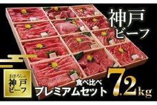 【神戸ビーフ】7.2kg！12種食べ比べプレミアムセット（焼肉・すき焼き・ステーキ )（500-4）