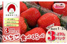 《2026年産先行予約》「西脇市産 旬のいちご３品種食べ比べセット」（1箱３パック）【佐藤果実工房 全国いちご選手権銀賞受賞農園 TVで紹介!】令和８年３月中旬配送分（09-38）