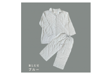 播州織レディース パジャマ 上下セット RP001【ブルー・Lサイズ】「You are already perfect♡」（74-20）