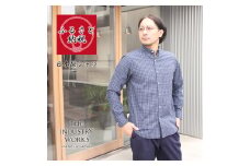 播州織メンズシャツ「THE INDUSTRY WORKS」（1着）【TIW_204（ブラック×ネイビー）】（40-24）LLサイズ