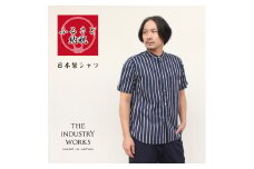 播州織メンズシャツ「THE INDUSTRY WORKS」（1着）【TIW_205（ネイビー）】（37-39）Mサイズ