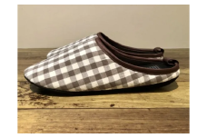 【播州織】コットンリネン ルームシューズ 【グレーギンガム】 mulberry fabric （10-109）