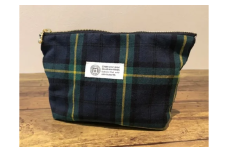 【播州織】コットンリネンチェック マチ付きポーチ【緑チェック】mulberry fabric （07-51）