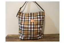 【播州織】コットンリネンチェック ワンショルダーバッグ【ベージュチェック】mulberry fabric （29-14）