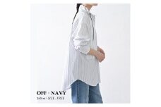 【THE INDUSTRY WORKS】ベーシックスタンドカラーシャツ（オフ×ネイビー）・1着　TIW-W036（74-28） レディース カジュアルシャツ