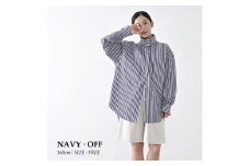 【THE INDUSTRY WORKS】ベーシックスタンドカラーシャツ（ネイビー×オフ）・1着　TIW-W036（74-28） レディース カジュアルシャツ