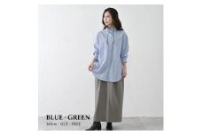 【THE INDUSTRY WORKS】ベーシックスタンドカラーシャツ（ブルー×グリーン）・1着　TIW-W036（74-28） レディース カジュアルシャツ