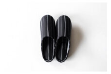 播州織 スリッパ 「Slippers」 全５色 （17-54）　SASHIKO Stripe (Black)・Ｌサイズ