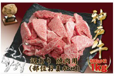 神戸牛(神戸ビーフ) 訳あり  焼肉用（不揃い）500g×2 計1kg