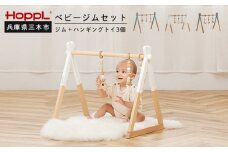 HOPPL（ホップル）　ベビージムセット（ホワイト）・ハンギングトイ（グリーン）