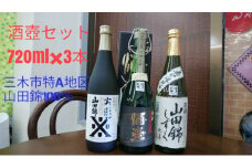 B-177 酒壺セット☆兵庫県三木特A地区山田錦１００％（７２０ｍｌ×３本）