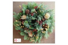 クリスマスリースΦ22cm（グリーン・赤色系）