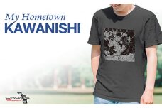 No.333-05 【川西】地図柄ヘビーウェイトTシャツ（チャコール）2XLサイズ ／ 5.6オンス レギュラーフィット 丸胴仕様仕立て 日本国内印刷 兵庫県