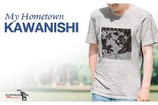 No.336-01 【川西】地図柄ヘビーウェイトTシャツ（ヘザーグレー）Sサイズ ／ 5.6オンス レギュラーフィット 丸胴仕様仕立て 日本国内印刷 兵庫県