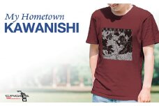 No.335-06 【川西】地図柄ヘビーウェイトTシャツ（バーガンディ）3XLサイズ ／ 5.6オンス レギュラーフィット 丸胴仕様仕立て 日本国内印刷 兵庫県