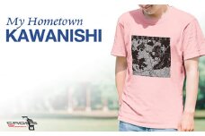 No.337-06 【川西】地図柄ヘビーウェイトTシャツ（ライトピンク）3XLサイズ ／ 5.6オンス レギュラーフィット 丸胴仕様仕立て 日本国内印刷 兵庫県