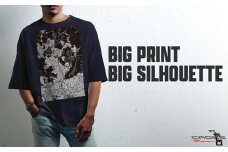 No.341-03 【川西】地図柄ビッグシルエットTシャツ（ネイビー）Lサイズ ／ 5.6オンス オーバーサイズ ユニセックス 日本国内印刷 兵庫県