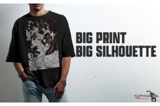 No.342-01 【川西】地図柄ビッグシルエットTシャツ（ブラック）Sサイズ ／ 5.6オンス オーバーサイズ ユニセックス 日本国内印刷 兵庫県
