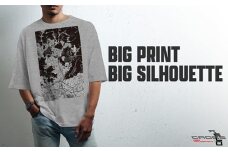 No.343-03 【川西】地図柄ビッグシルエットTシャツ（ヘザーグレー）Lサイズ ／ 5.6オンス オーバーサイズ ユニセックス 日本国内印刷 兵庫県