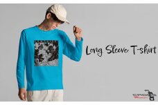 No.345-03 【川西】地図柄ロングスリーブTシャツ（ターコイズ）Lサイズ ／ 5.6オンス 長袖Tシャツ 日本国内印刷 兵庫県