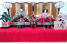 雛人形　京九番親王「亀甲地に桐花紋」毛氈飾り　No.9-014