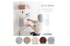 突っ張りランドリーラック-かご付き-  Echo(エコー) ホワイト