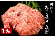 神戸牛 一頭 すき焼き & 焼肉 計 1.6kg （ ロース ・ もも ・ かた ・ ばら 各400g）