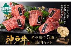 特別寄附額 改定前 神戸牛 希少部位 焼肉セット 5種 400g セット ミスジ ヒウチ 三角バラ トウガラシ マルシン 食べ比べセット 神戸ビーフ 和牛 ブランド牛 牛肉 肉 食べ比べ 焼肉 プレゼント